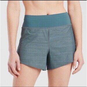 Athleta Size 1X Run With It Textured 3.5” Shorts in Space Dye Sequoia Blue Box B